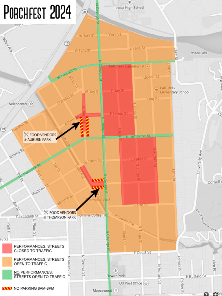 Porchfest 2024 street closure map